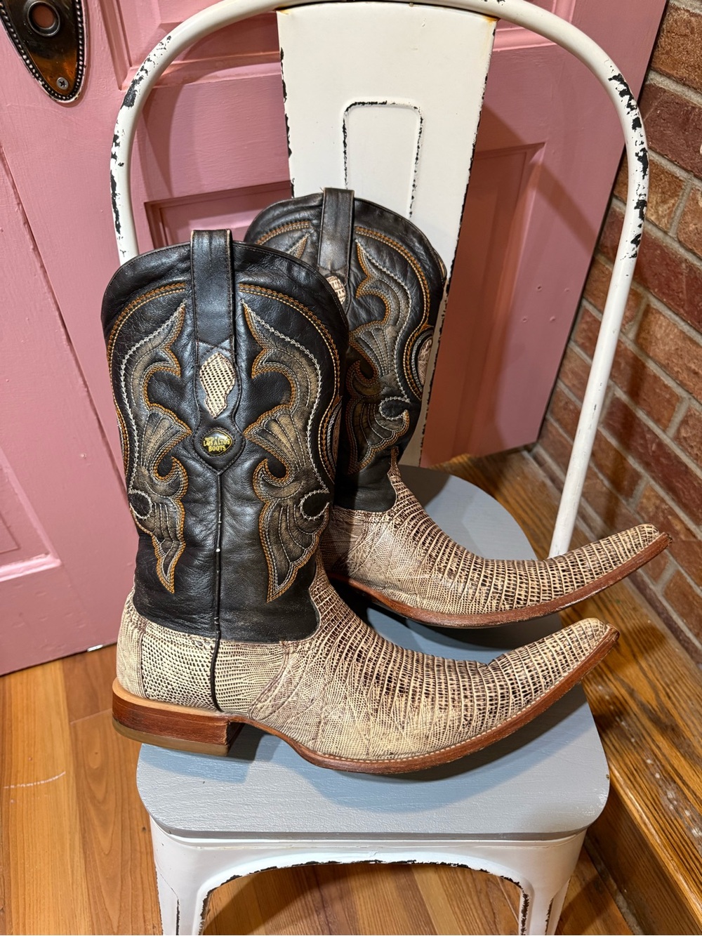Los Altos genuine lizard teju 6X pointed toe cowboy boots size 10